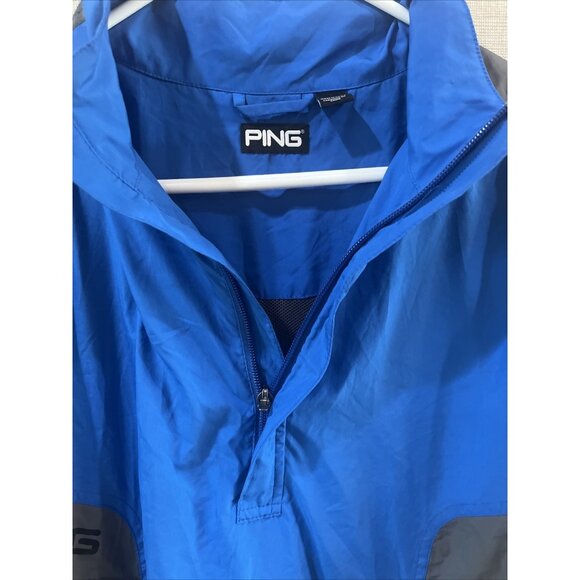 Ping Golf Wind Pullover M Blue & Gray 1/2 Zip Pockets Short Sleeve - Picture 4 of 10
